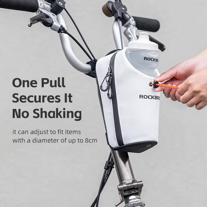 ROCKBROS sac avant de vélo 1,5L sac de bouteille d'eau pliant sac de guidon de vélo vtt équitation sur route réglable sac de cyclisme de grande calibre