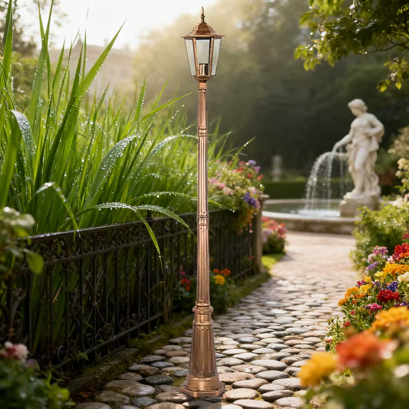 Lampadaire de jardin rétro de style européen, résistant à la rouille, pour villa et jardin, extérieur, étanche, à tête unique, ≈260CM