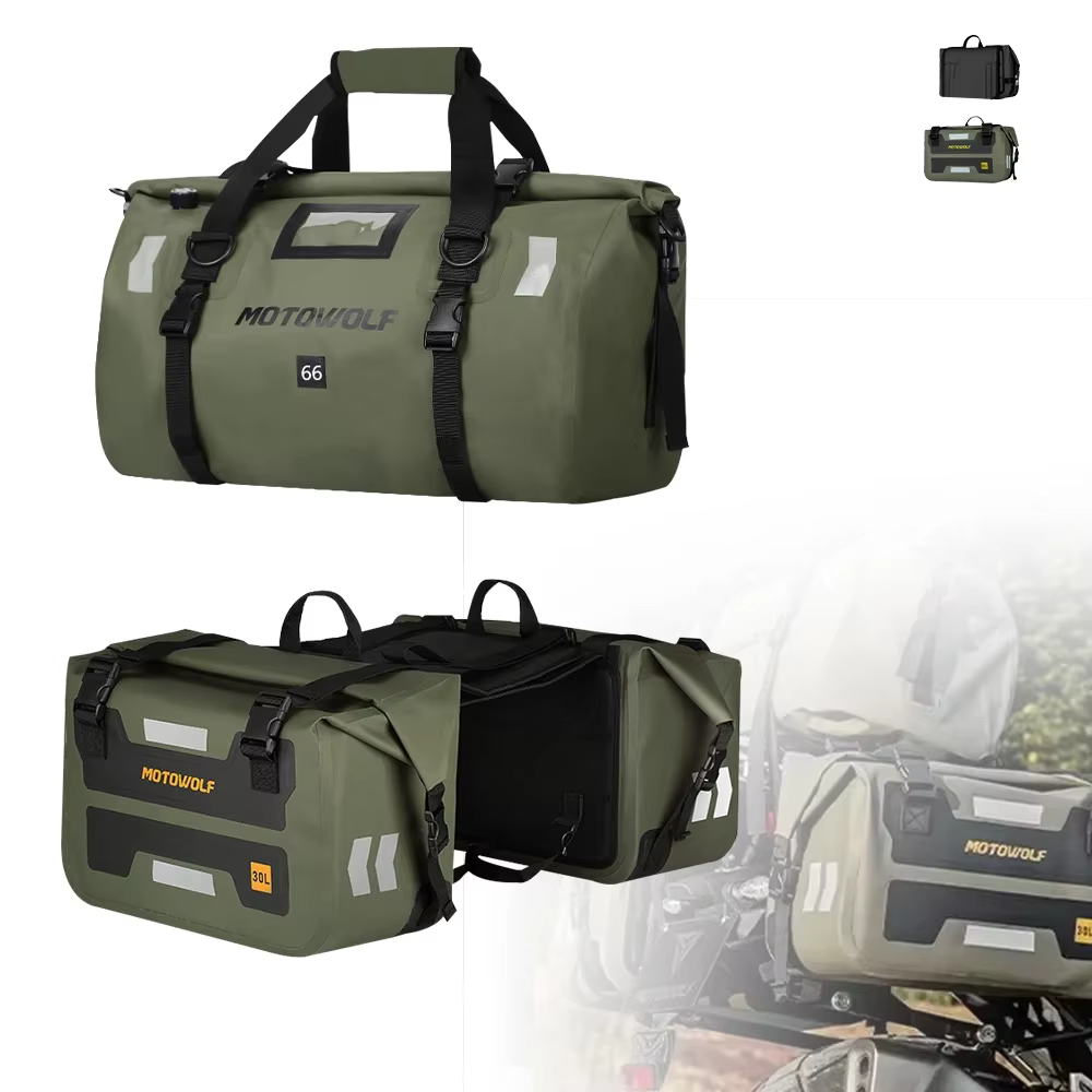 Sacoches de moto 60L 66L 40L, sacs de selle pour motos, ski, voyage, randonnée, Camping, sac à bagages, accessoire universel pour moto