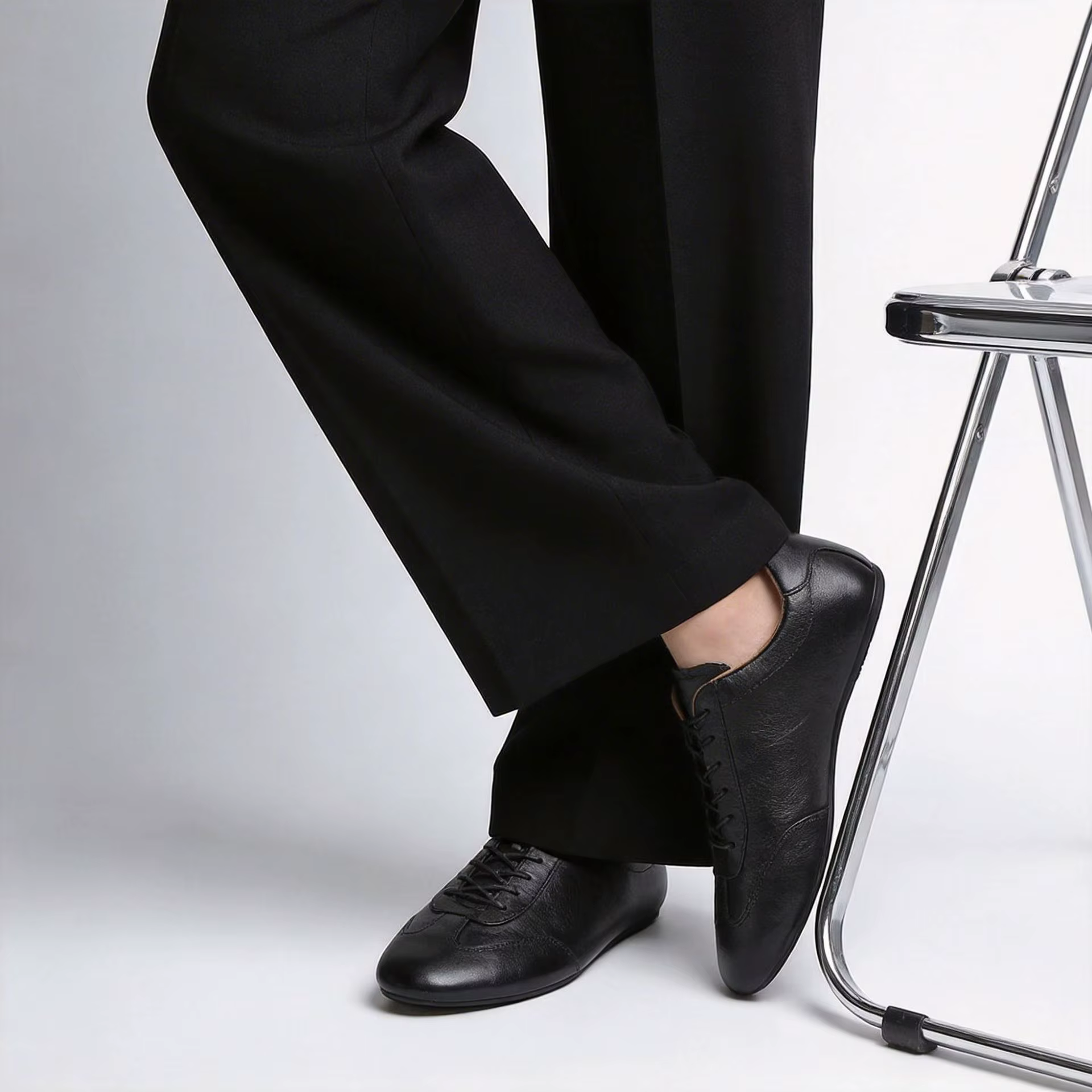 CLAIAMI Nouvelles chaussures décontractées pour hommes en cuir de vachette souple de première qualité, chaussures d'entraînement confortables en cuir véritable pour hommes, baskets à lacets en caoutch