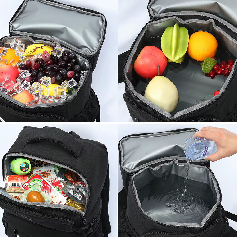 Grand sac à dos de pique-nique isolé 40L, sacs isothermes pour bière, réfrigérateur pour femmes et enfants, sac thermique à 2 compartiments pour randonnée en plein air