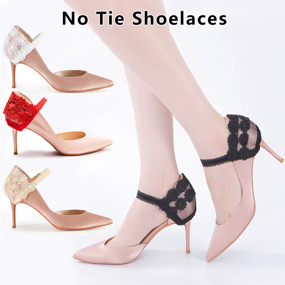 1Paire Talons hauts Bundle Lacet Chaussure Tenant Lâche Anti-dérapant Sangles Femmes Élastique