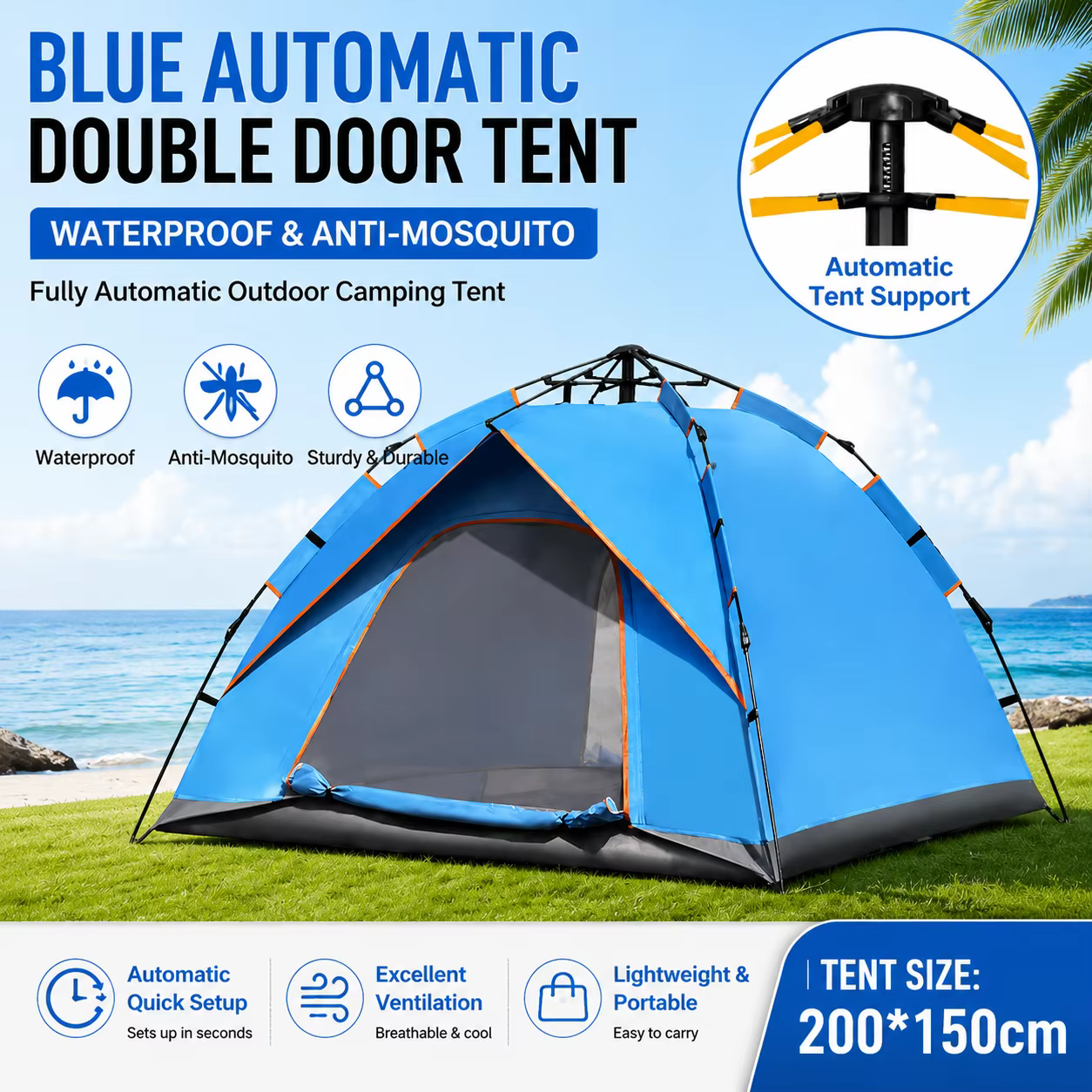 Tentes de camping en plein air, tentes instantanées pour voyages en voiture, tente d'urgence pour 2 personnes, tente familiale imperméable