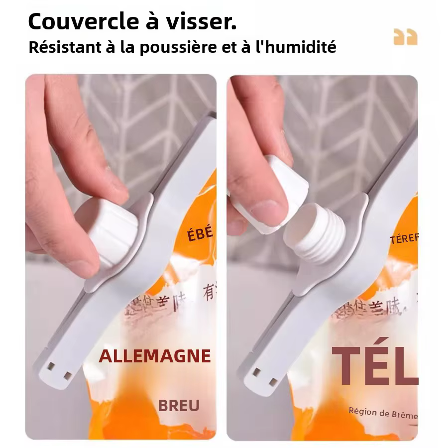 Clip de scellage à vis pour sachets d'assaisonnement, de lait en poudre, de sel, clip de conservation pour snacks, gadget et accessoires de cuisine
