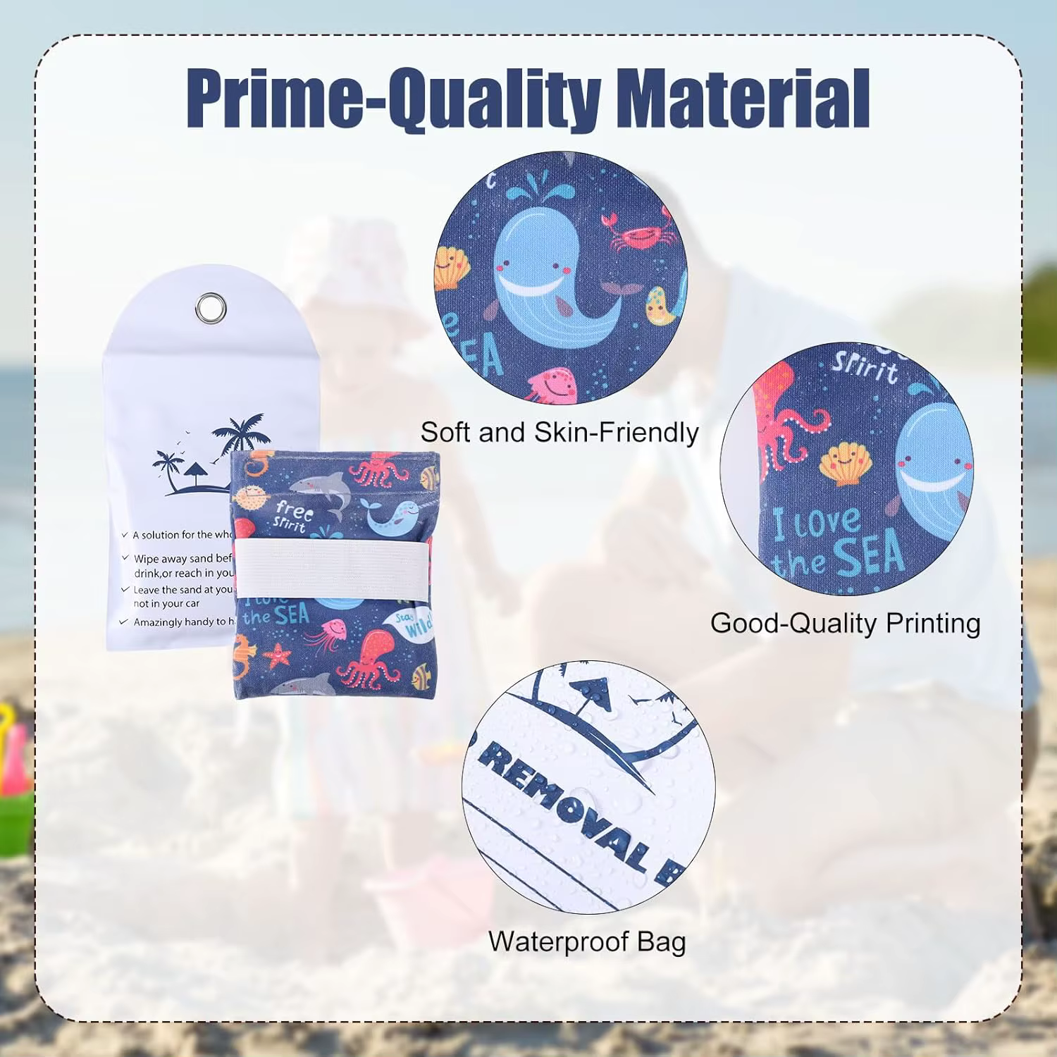 Sac anti-sable, pochette de retrait de sable de plage avec sac à eau