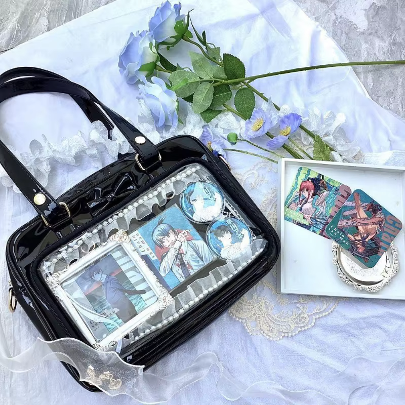 Y2K mignon nœud Ita sac fille Transparent sac de messager femmes mode épaule sac à bandoulière Ladys bricolage Badge sac fourre-tout Lolita sac à main