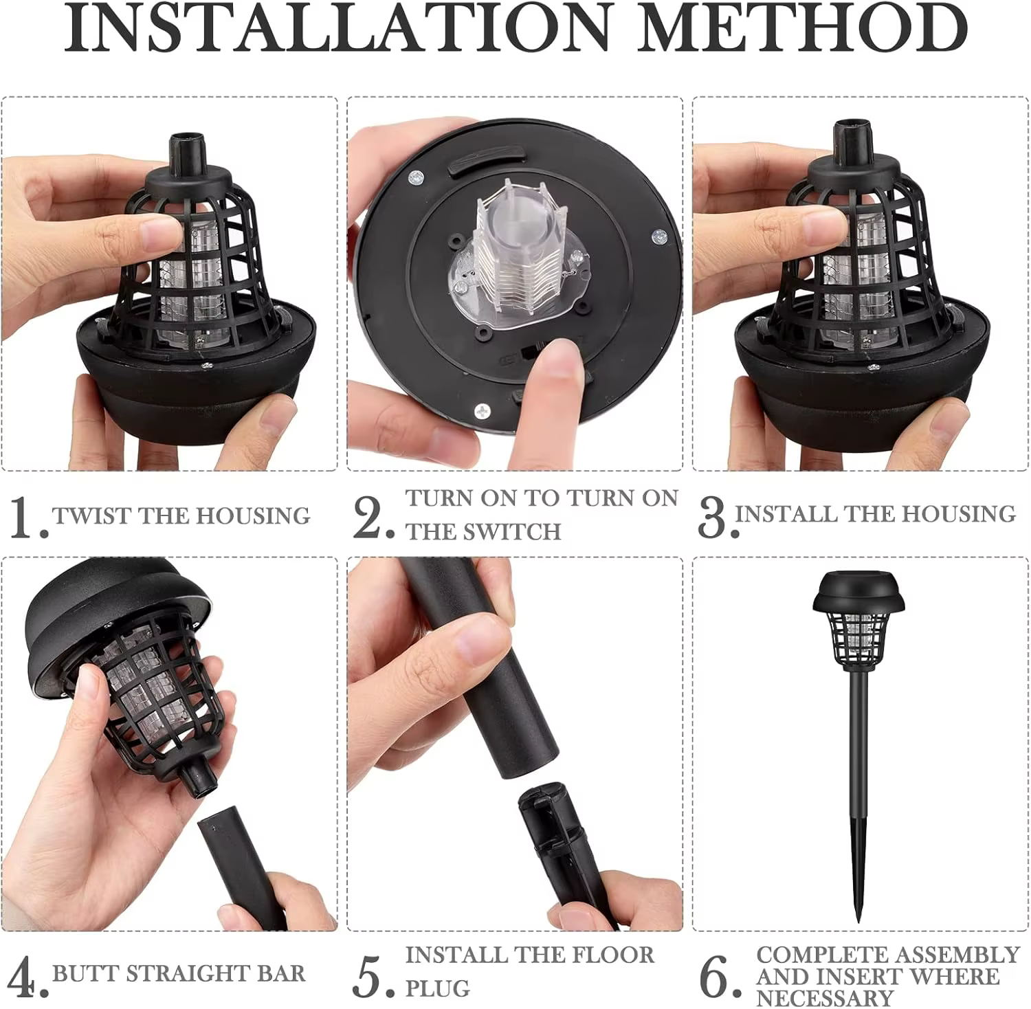 Lampe anti-moustiques solaire étanche 2 en 1 : éclairage et répulsif pour l'intérieur, l'extérieur, le jardin, la terrasse, la cour, le camping
