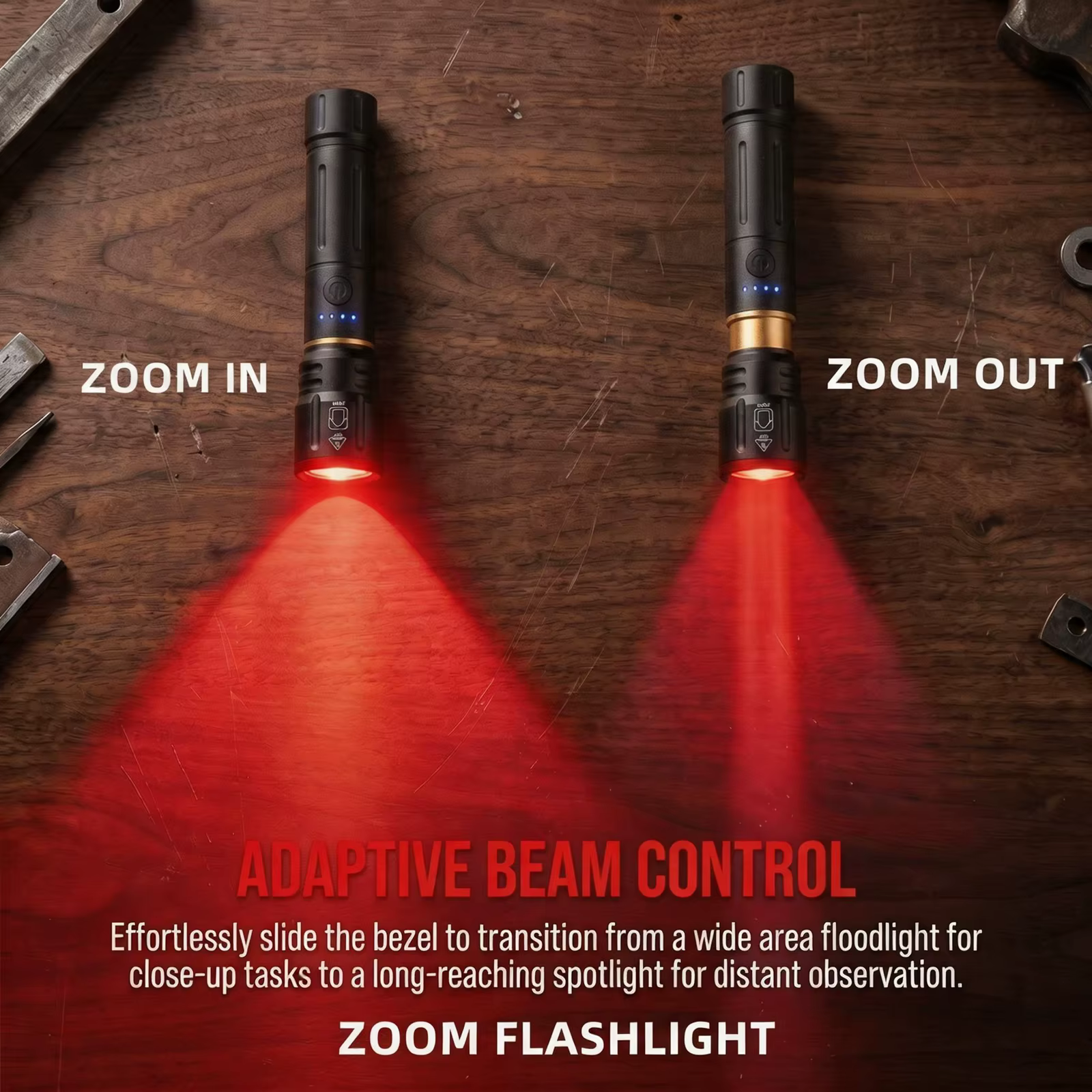 Lampe torche rechargeable Alonefire Zoom haute puissance, lumière rouge, bleue, verte, blanche, lampe de camping, randonnée, chasse, pêche en plein air