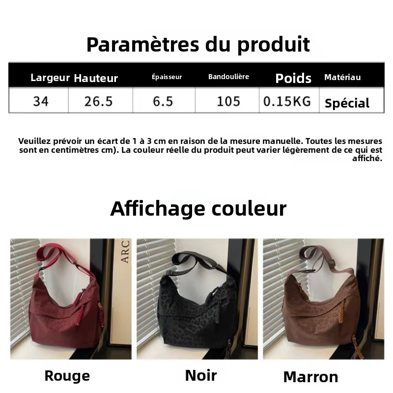Sac à bandoulière en daim imprimé léopard pour femme 2026 – Grande capacité, décontracté, style dumpling, polyvalent pour les trajets quotidiens