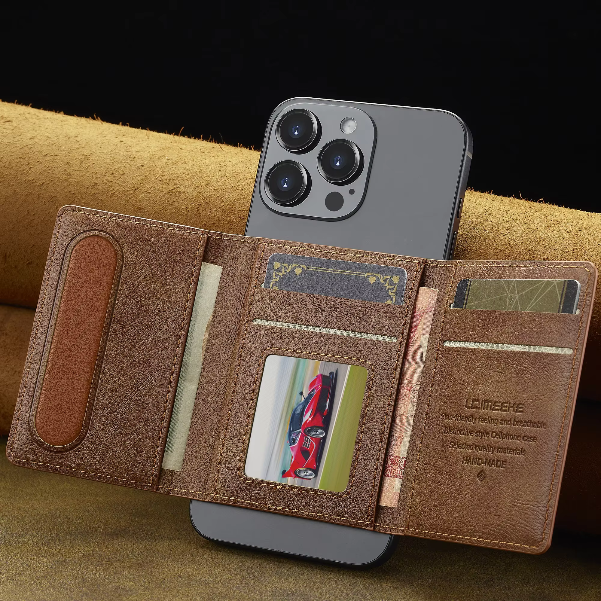 Carte magnétique Solt sac pour iPhone Samsung Google Xiaomi Magsafe fonctions porte-carte portefeuille en cuir PU hommes mince sacs à main poche