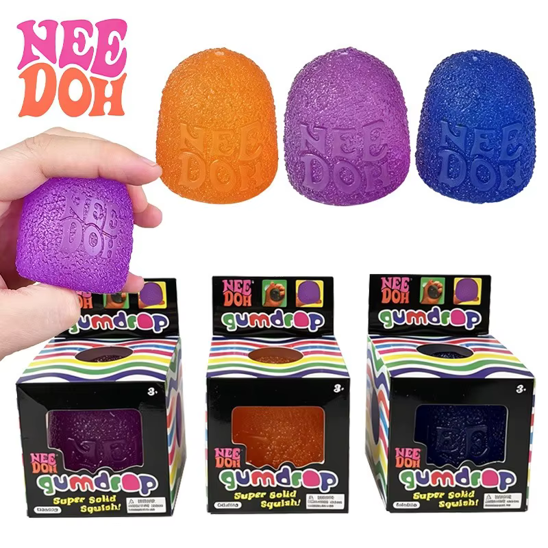 Needoh Gumdrop Maltose Filler Squish Balls, Jouet sensoriel à presser à la main, élastique à remontée lente, anti-stress, pour soulager l'anxiété et favoriser la relaxation