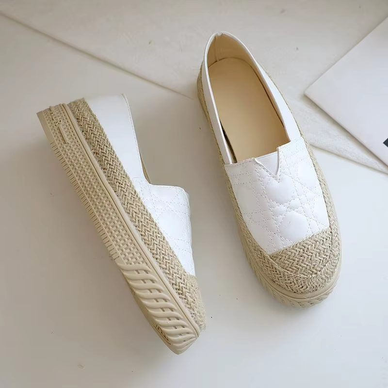 Espadrilles blanches pour femmes, chaussures pour femmes, mocassins ronds, Parker, coton, mode Y2k, printemps, chaussures à bas prix, A H