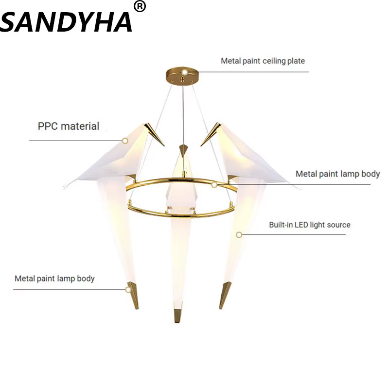 SANDYHA Lustre moderne en forme de Cage à oiseaux pour chambre à coucher, salon, salle à manger, Restaurant, luminaires suspendus, luminaires de décoration pour la maison