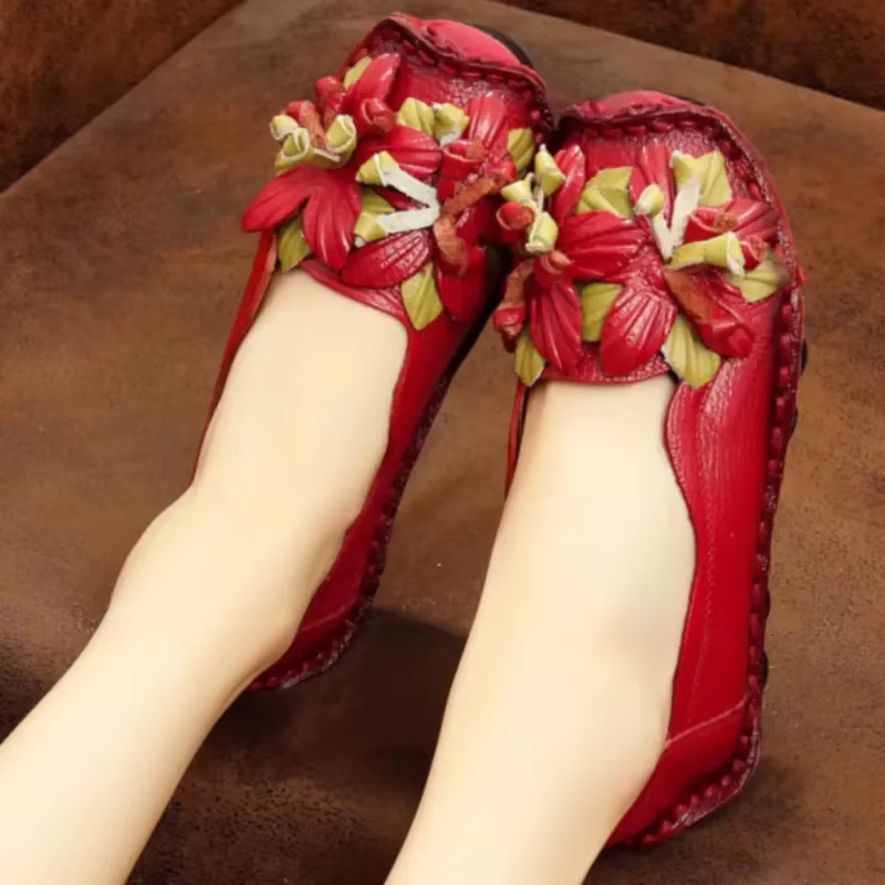 Mocassins d'été en cuir véritable pour femmes
