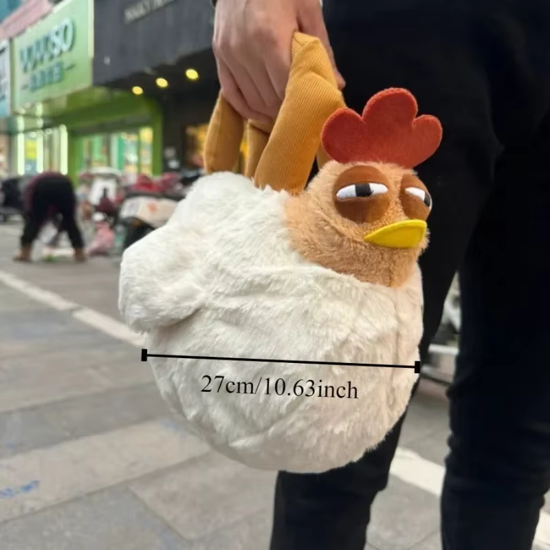 Sac à main en forme de poule pour femme, sac en peluche jetable, porte-clés pendentif drôle Kawaii, sac à main cartable au beurre, cadeaux d'anniversaire