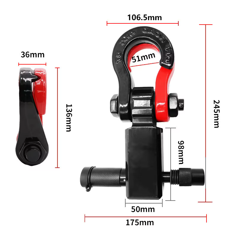 Bras de remorque à manille en dents de tigre 8T fendu 3/4, avec barres de remorquage de verrouillage, accessoires modifiés pour véhicules tout-terrain