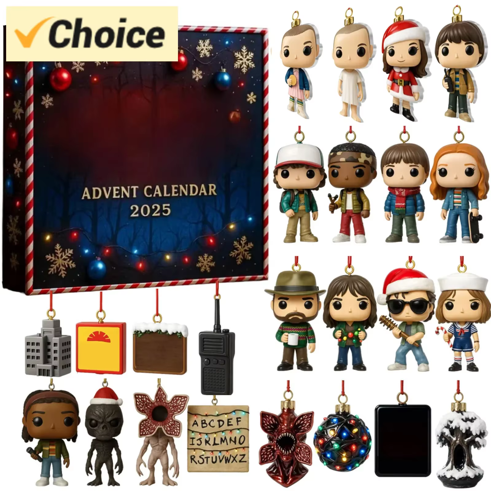 Ensemble de Noël étranger - Ornement acrylique 2D et calendrier de l'Avent à collectionner | The Ultimate Fan Bundle pour unémission de télévision exclusive Merch