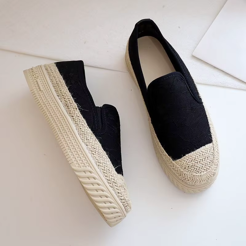 Espadrilles blanches pour femmes, chaussures pour femmes, mocassins ronds, Parker, coton, mode Y2k, printemps, chaussures à bas prix, A H
