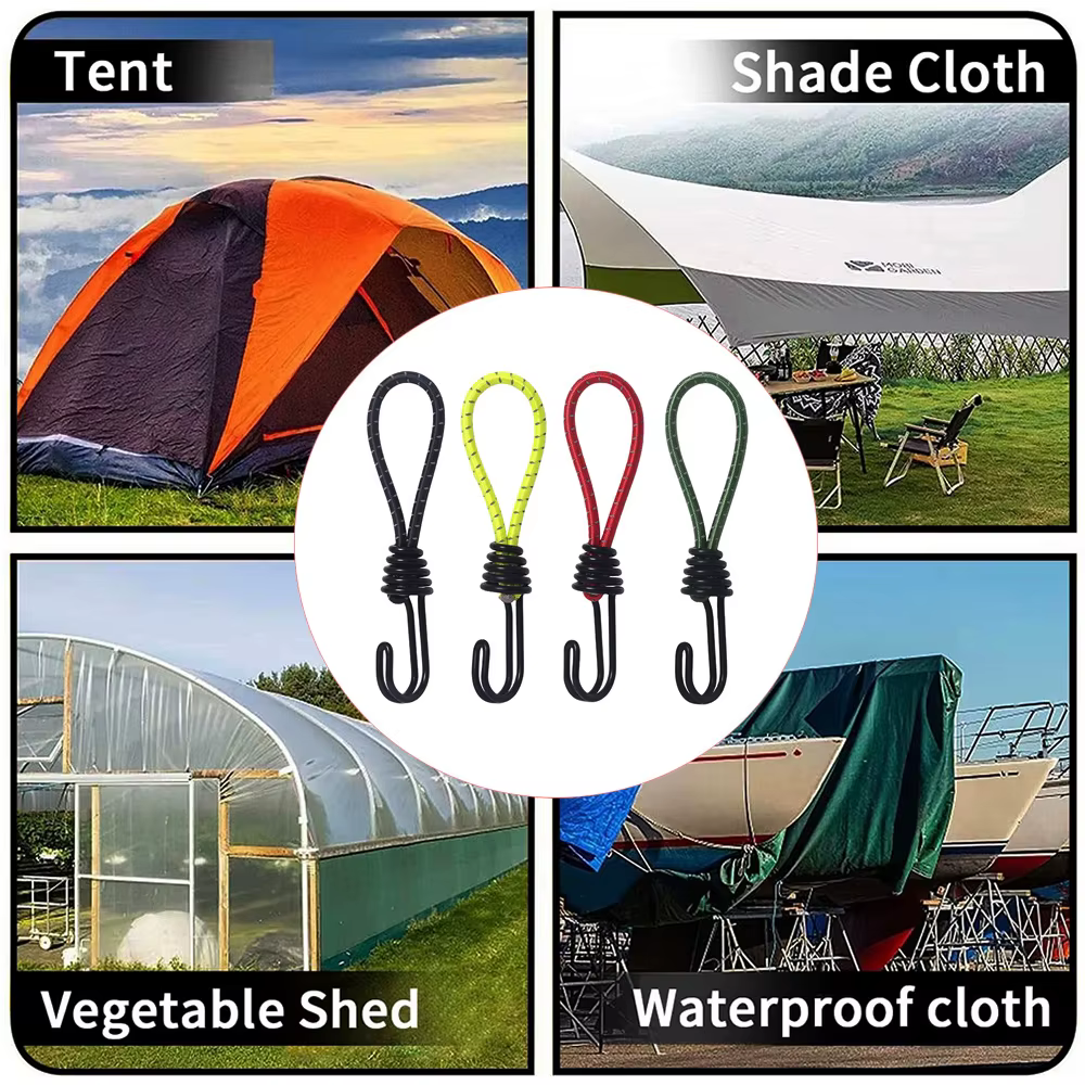 5/10 pièces tente corde élastique cordon crochet polyvalent Camping en plein air auvent bâche tente fixation cordon chaîne mousqueton crochets accessoires