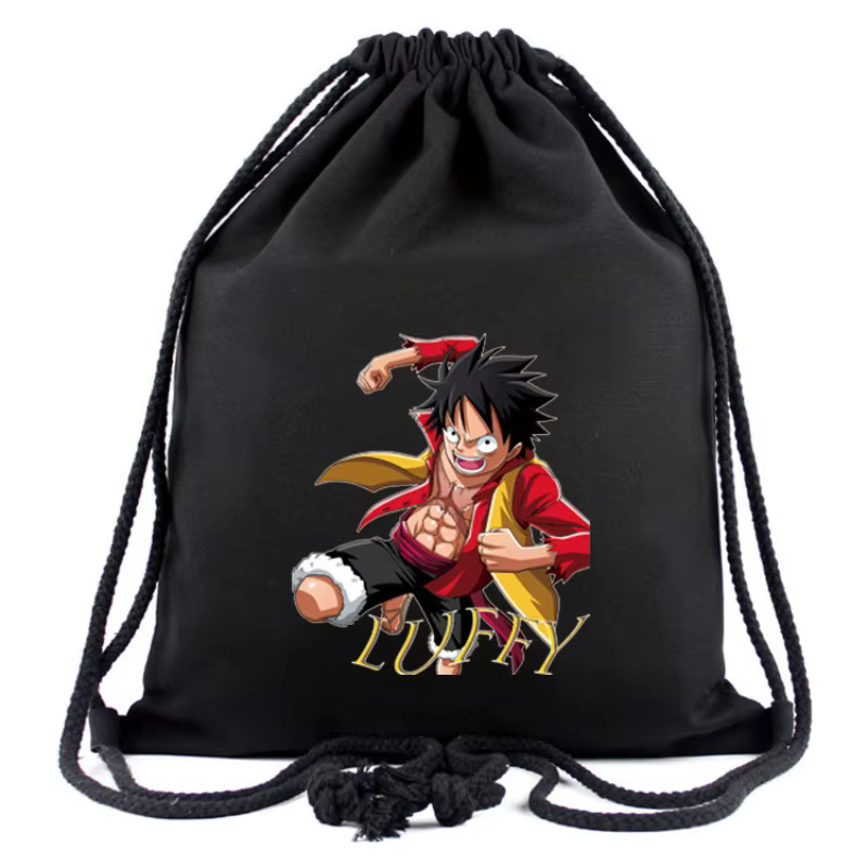 Nouvelle animation de sac à dos une pièce autour de la bouche le plus vendu autour du sac de rangement de sac à dos en tissu Oxford avec poche à cordon Luffy.