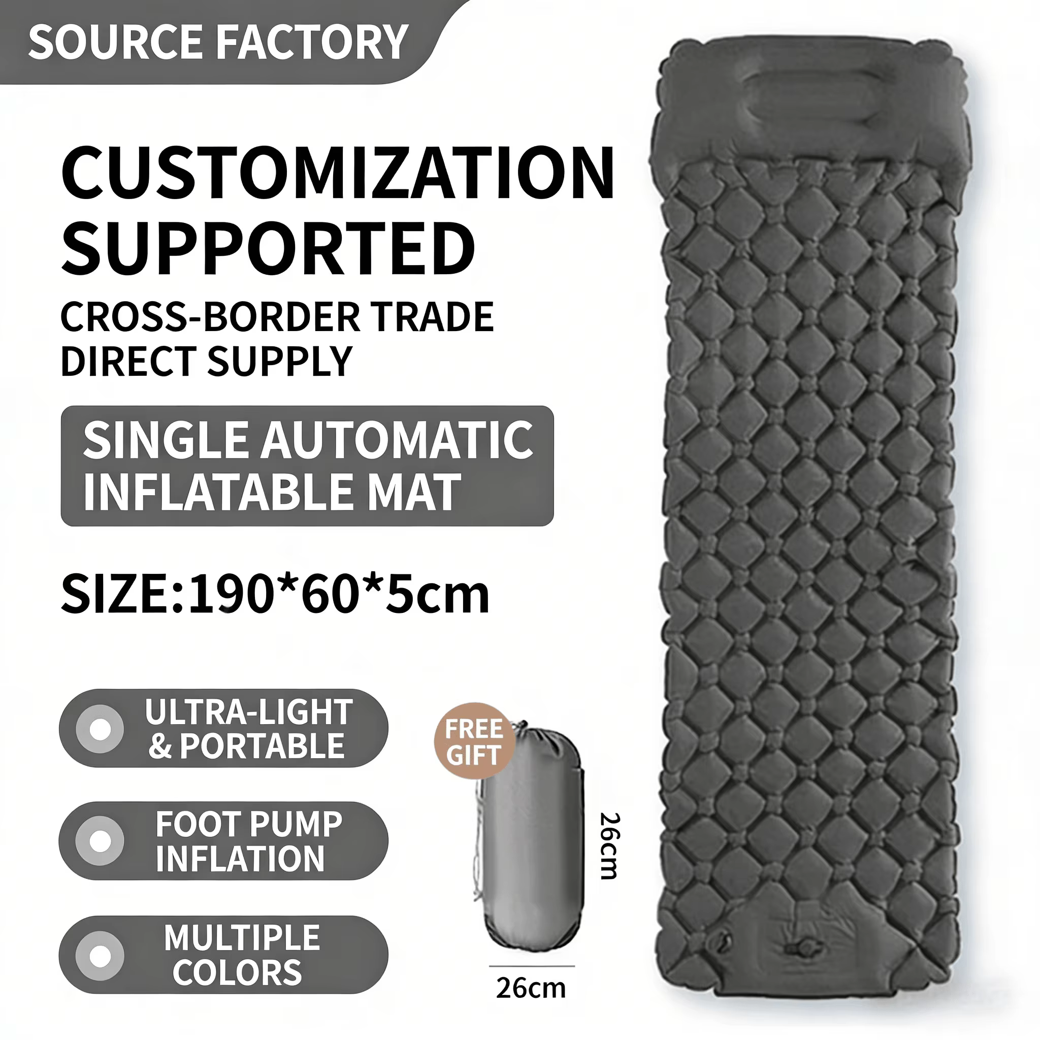 Matelas gonflable de camping avec oreillers