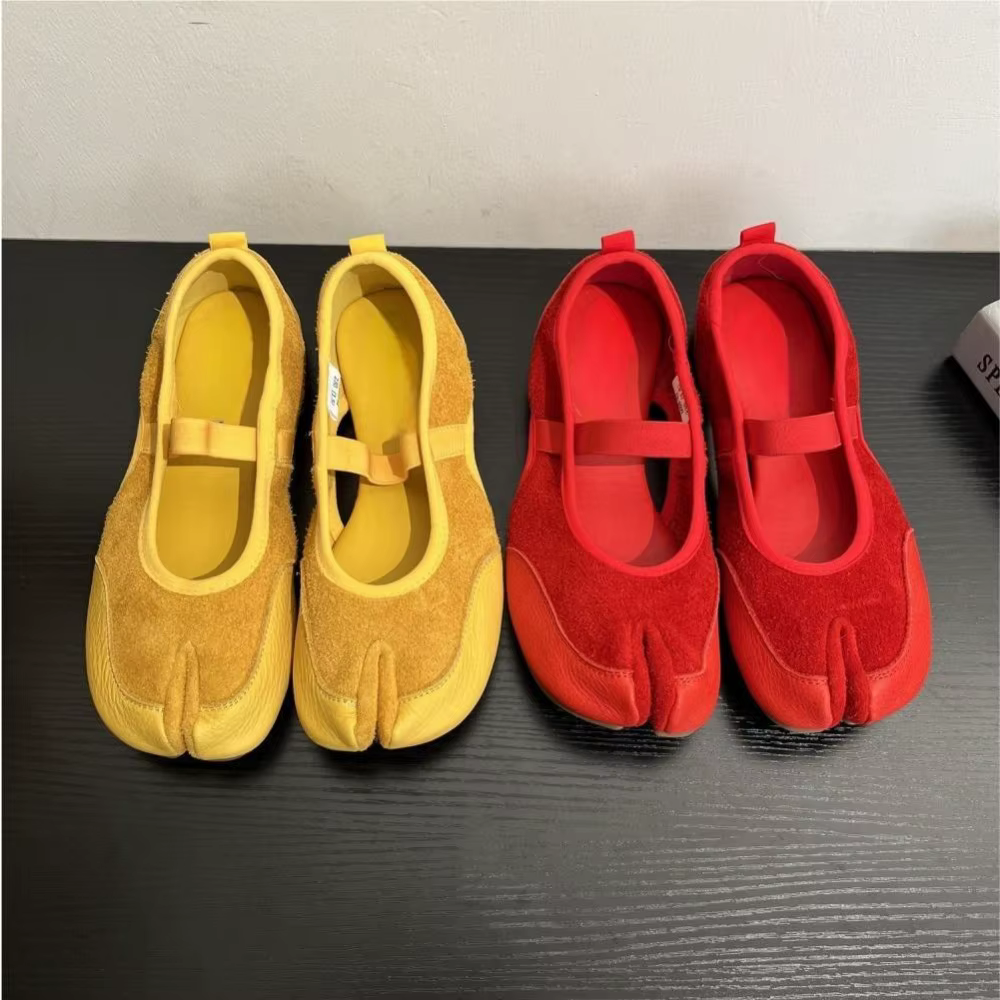 Femmes sandales bout fendu Ballet chaussures de danse femme été Tabi creux appartements mocassins Zapatos Mujer daim peu profond marche Sneaker