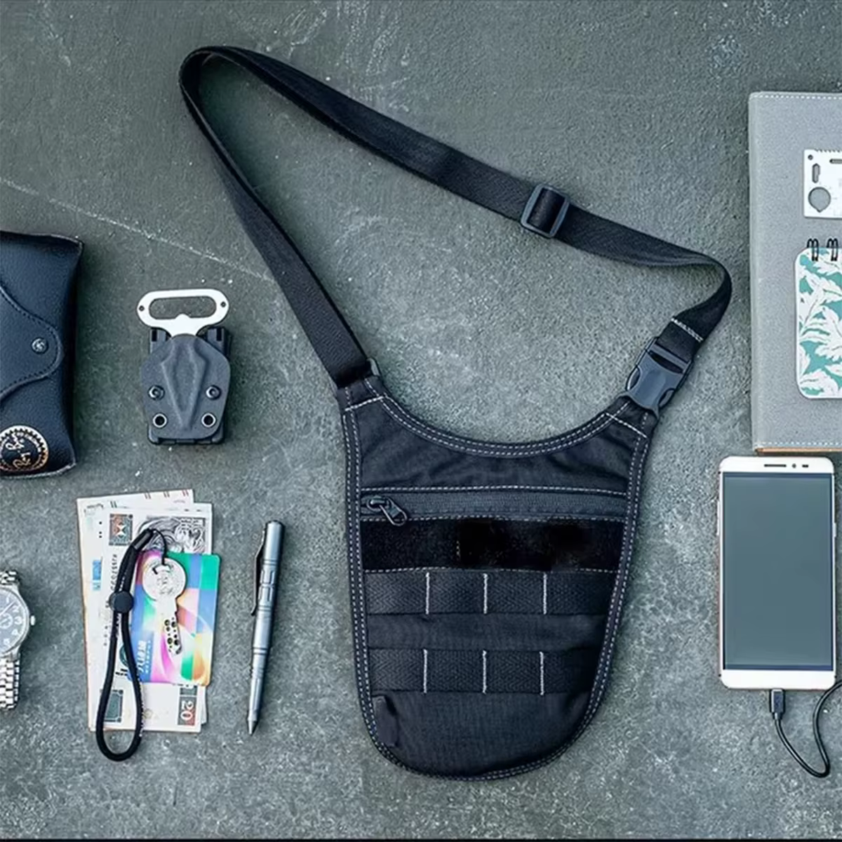 Sac à bandoulière tactique sous les bras pour hommes, Agent caché Molle, sacs à bandoulière de Combat, portefeuille de voyage en plein air, clé de téléphone, Pack antivol