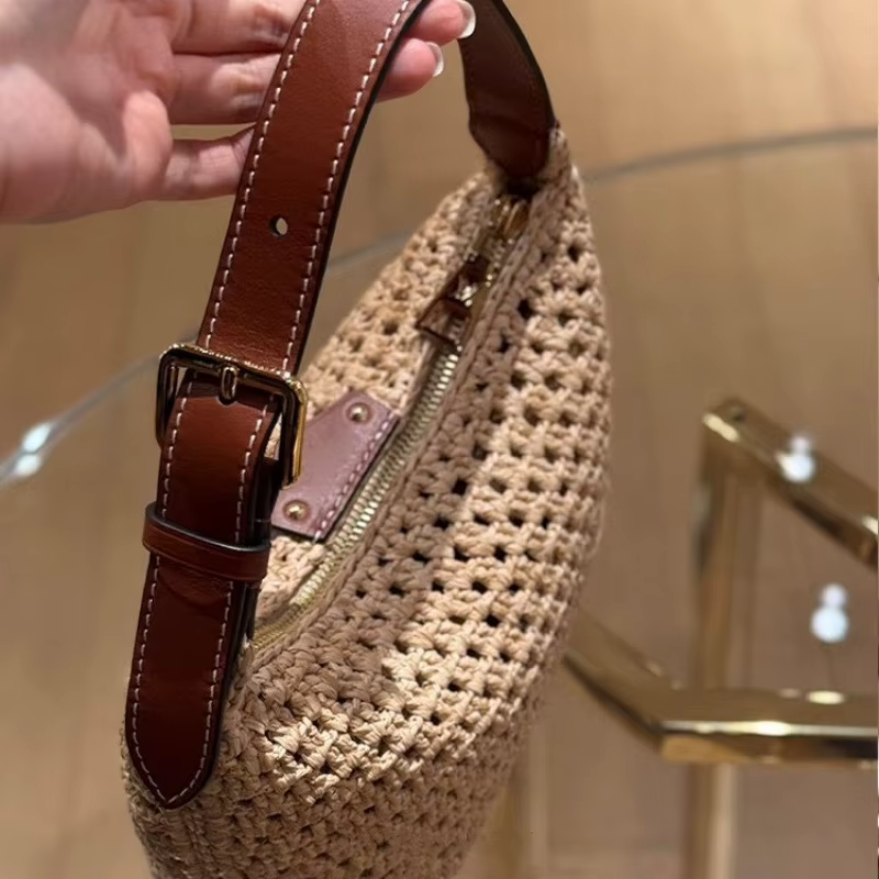 Sac à bandoulière pour femme en tricot épaissi à motif treillis