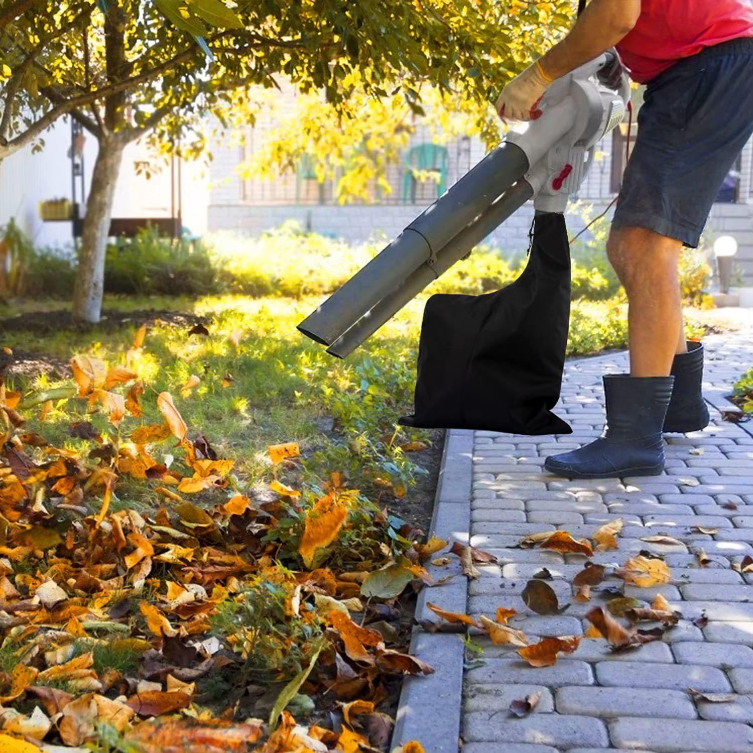 Sac sous vide pour souffleur de feuilles Oxford, organisateur de collecte de souffleur de feuilles de jardin, râteau, pochette de décharge inférieure à fermeture éclair, nettoyeur de pelouse