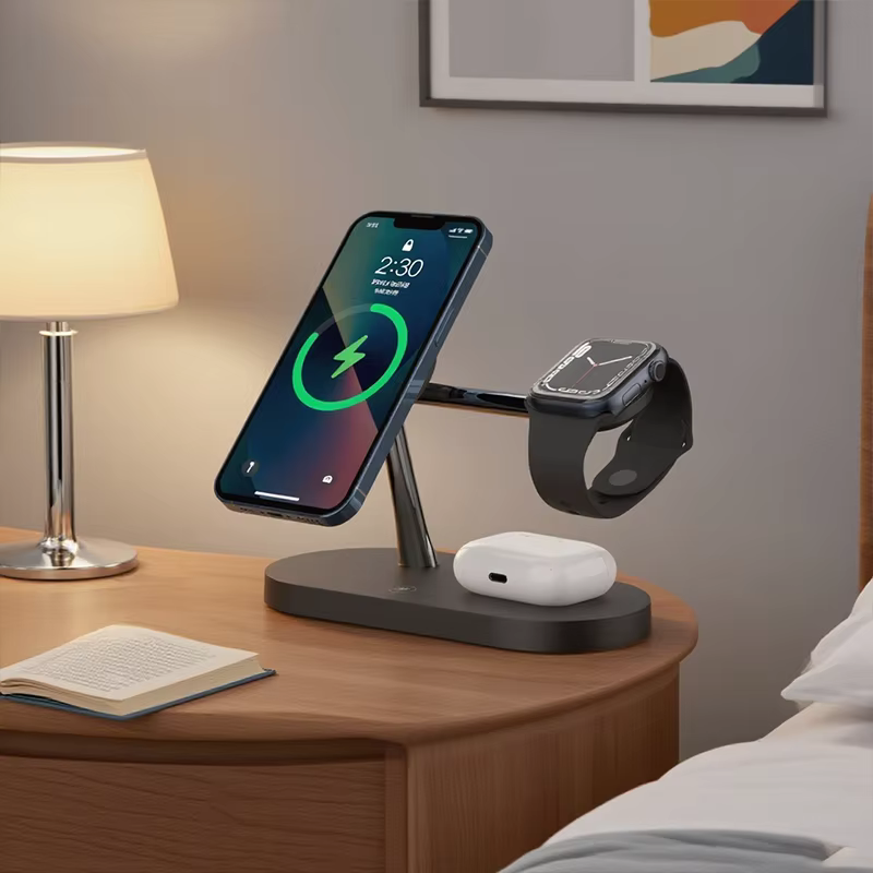 Support de chargeur sans fil 3 en 1 pour iPhone 12/13/14/15/16/17, Station de charge rapide pour Apple Watch 10 9 8 7 6 5 4 Airpods 2 3 Pro