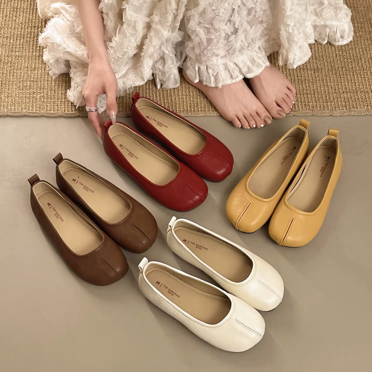 Nouvelles Chaussures Plates pour Femmes, Ballerines Souples, Mocassins Décontractés à Enfiler, Chaussures Basses pour Dames 1202