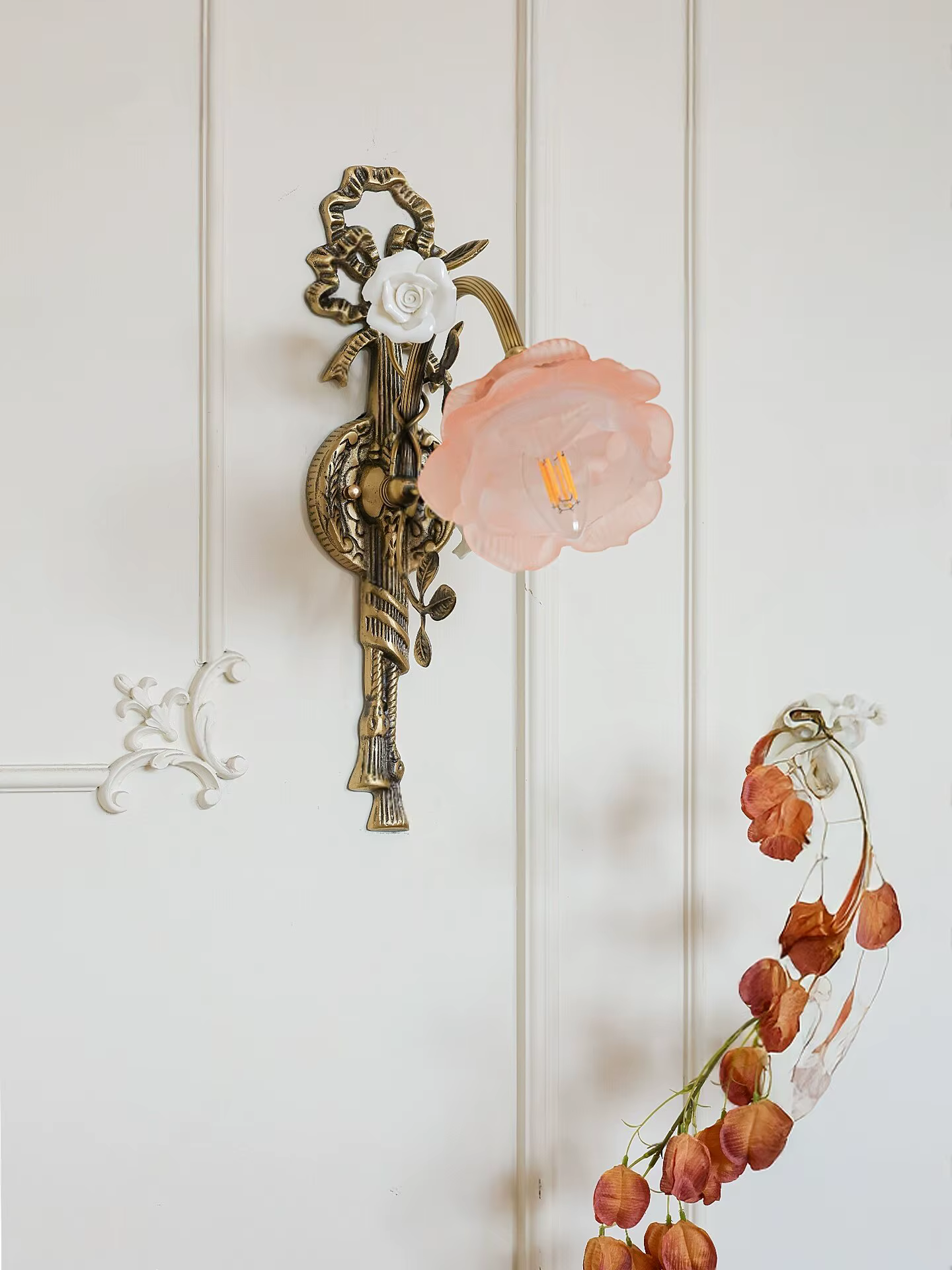 Lampe murale vintage tout en cuivre
