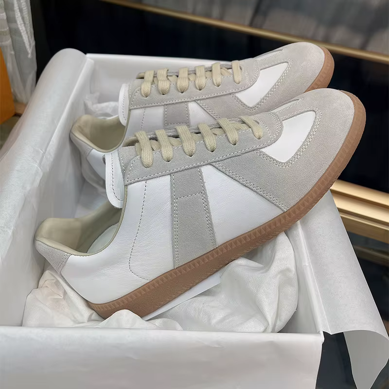 Sneakers rétro GAT, fabriquées à la main en cuir véritable, baskets de l'armée allemande, chaussures décontractées plates et luxueuses pour hommes et femmes, printemps automne, marche