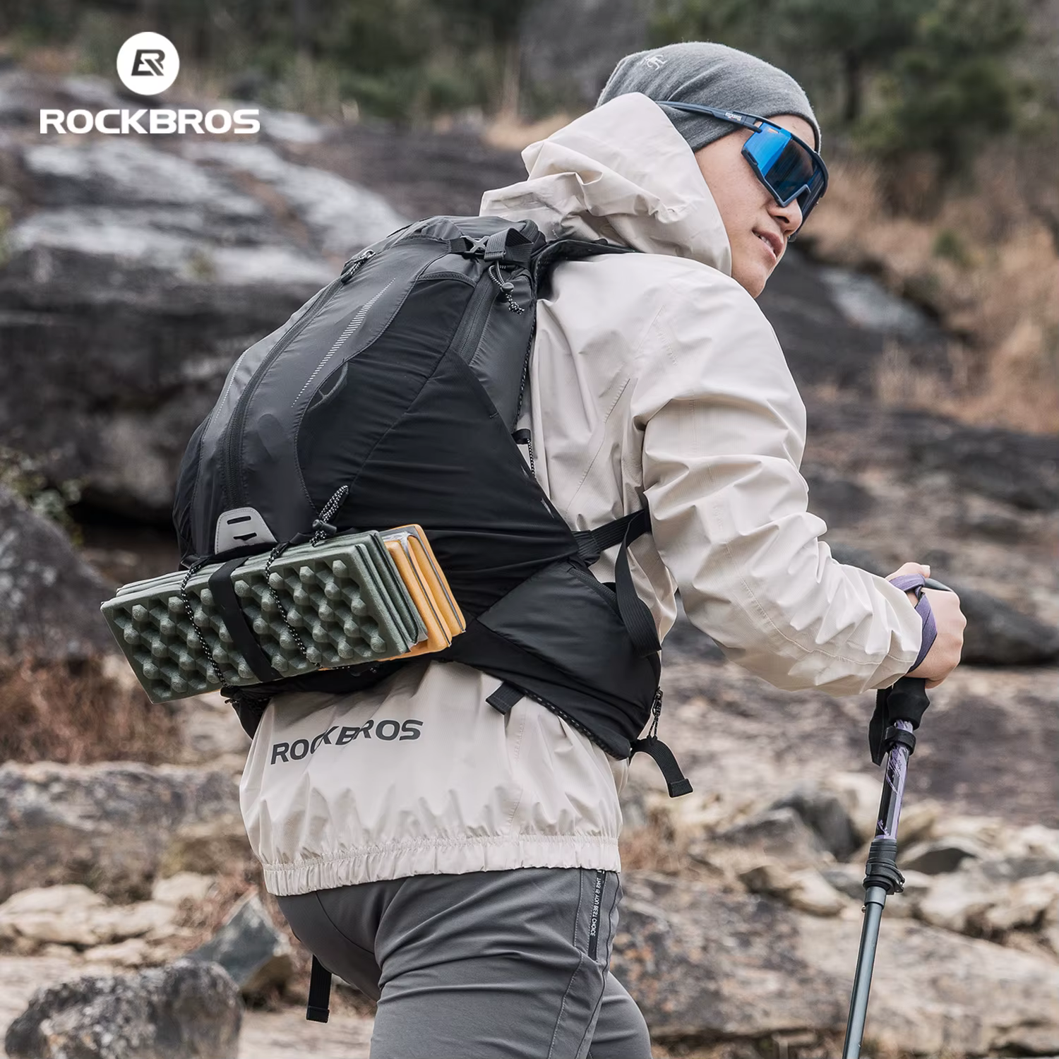 ROCKBROS Sac à dos léger extensible de grande capacité 19L sac à eau étanche à la pluie sac à dos de Trekking de randonnée de Sp