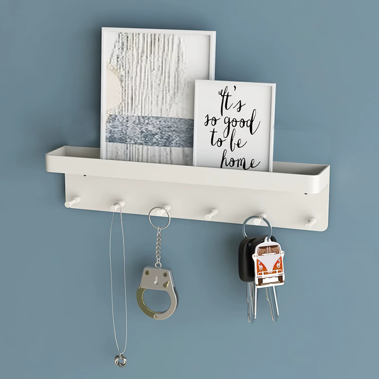Support de rangement mural avec crochets, Solution d'organisation moderne pour clés, ustensiles de cuisine, accessoires de salle de bain