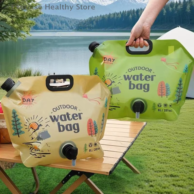 Sac de bière de Camping Portable 8L, seau d'eau potable pliable, récipient d'eau de grande capacité, sac d'eau léger de voyage en plein air