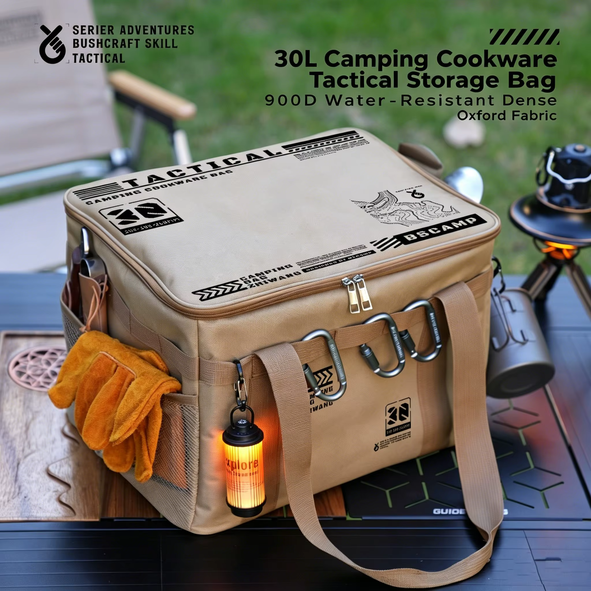 Sac de rangement tactique PACOONE 30L pour ustensiles de camping
