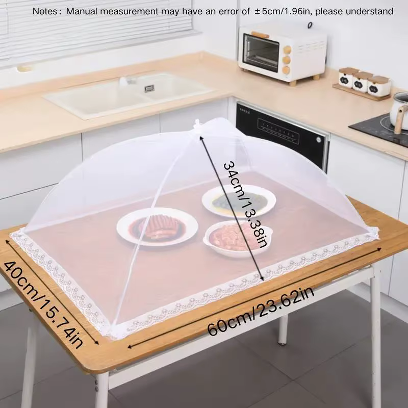 Tente alimentaire pliable en maille blanche – Housse anti-insectes lavable et portable pour pique-nique