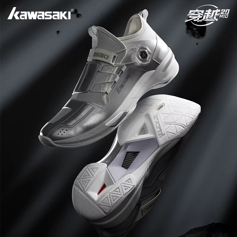 Kawasaki CROSS SPACE MID 2.0 chaussures de Badminton amélioré absorbant les chocs bouton automatique chaussures de Sport professionnelles hommes 2024 nouveau