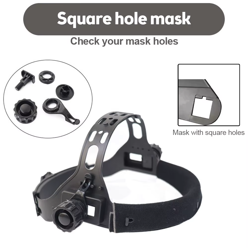 Accessoires pour masque de soudeur : Bandeau de remplacement réglable pour casque de soudage (trous carrés/ronds)