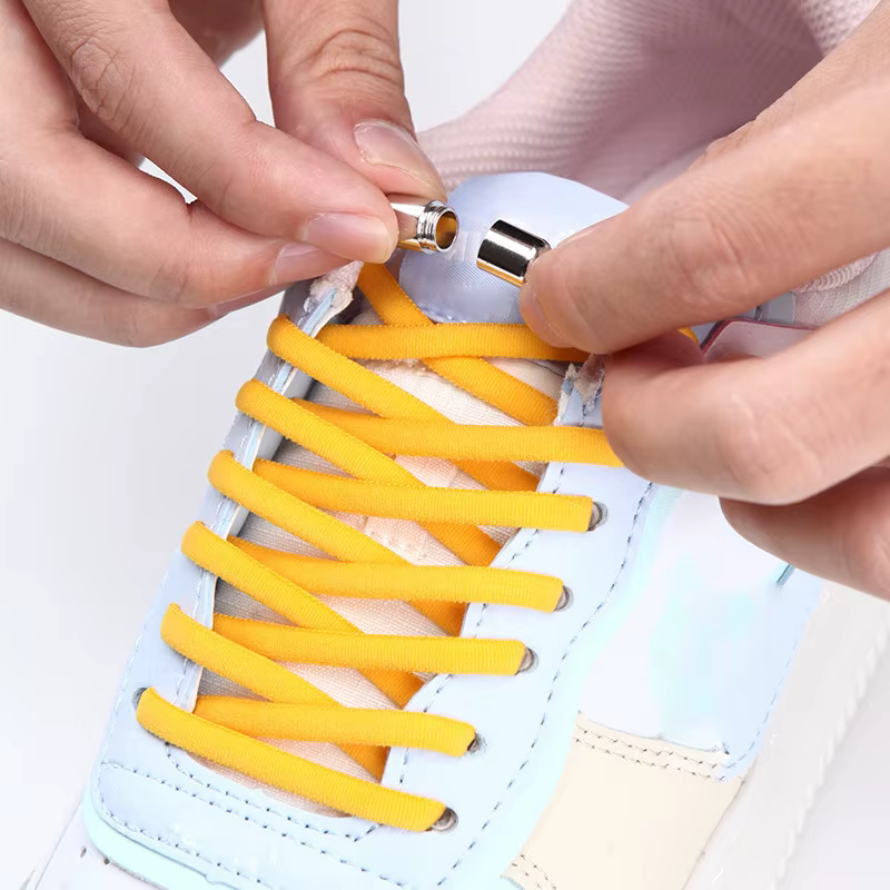 1 paire de lacets de chaussures élastiques demi-cercle sans cravate pour enfants et adultes baskets lacet rapide paresseux lacets de verrouillage en métal corde de chaussure