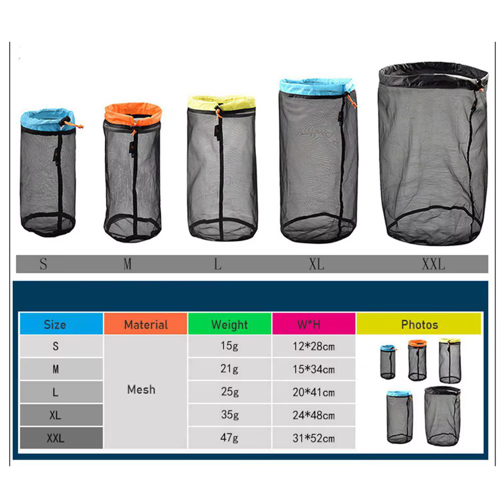 Extérieur S ~ XXL escalade finition Camping voyage organisateur sacs à cordon sac de rangement en maille sac