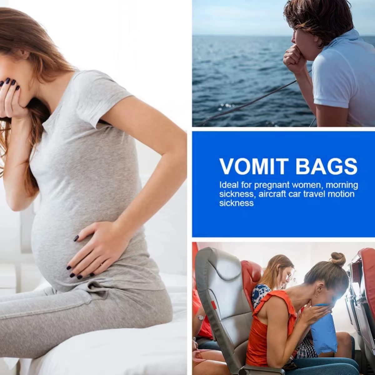 10/50 pièces sacs malades 1000ml sacs émesse voiture maladie sac Portable Vomit sacs voyage nausea sacs avec Snap Barf sacs pour enfants voiture