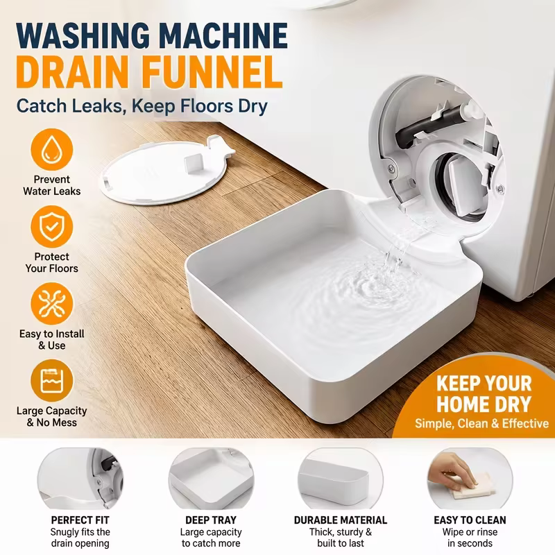 Bac de récupération d'eau pour lave-linge, anti-fuite, outil de nettoyage de machine à laver, protection de sol pour buanderie, accessoire d'entretien du drain