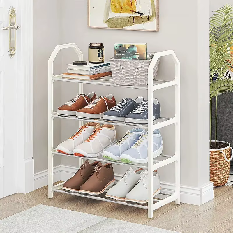 Étagère à chaussures créative simple à 4 niveaux - Armoire de rangement multifonctionnelle pour la maison/le dortoir