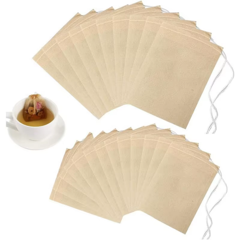 Sachets de thé biodégradables en papier avec cordon de serrage