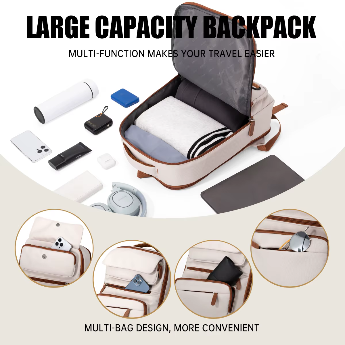 Sac à dos multifonctionnel de voyage de grande capacité