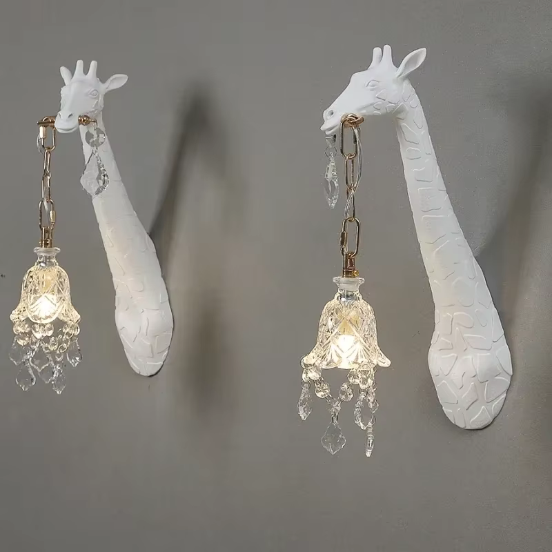 Nordique nouvelle résine girafe mur LED lumière chambre tête de lit couloir étude lampe G9 ampoules hôtel salon atmosphère décor éclairage