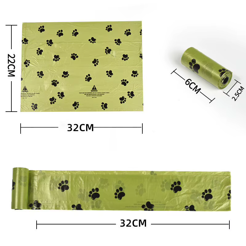 Sacs à déjections pour animaux de compagnie, sacs à déjections pour chiens jetables en vrac avec clip de laisse et distributeur de sacs en forme d'os avec empreintes de pattes