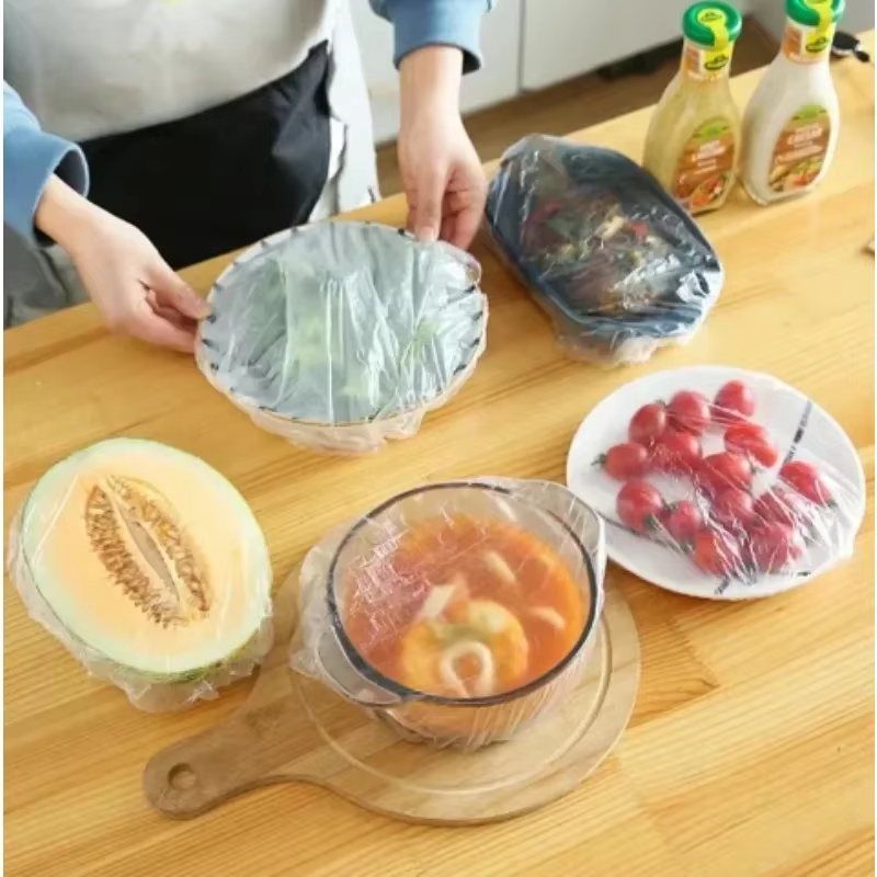 Couvercle alimentaire jetable Saran Wrap, couverture intestinale de qualité alimentaire, sac en plastique de conservation de la fraîcheur, accessoires de rangement de cuisine, couvercle de bol élastiq